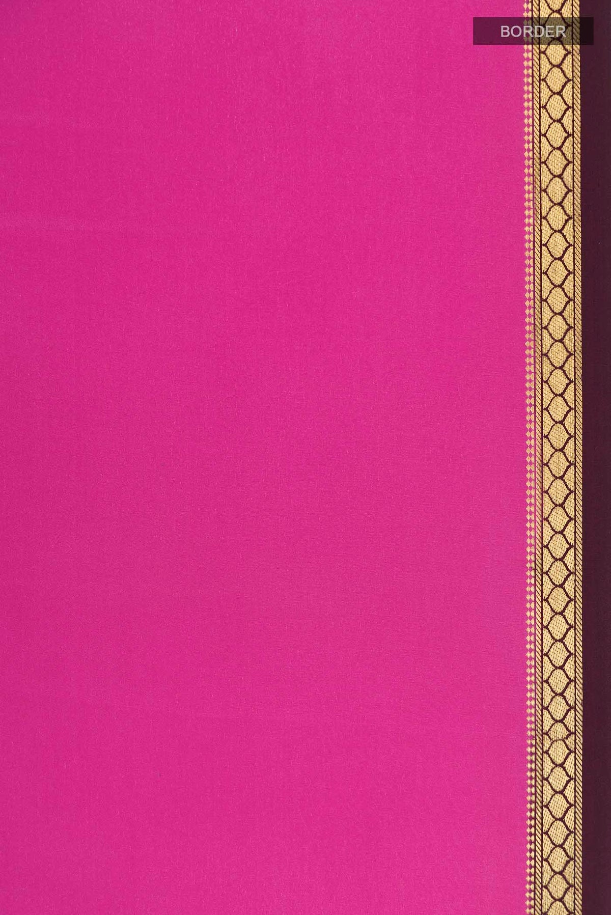 Border image of Pure Silk Pure Zari Pink Mysore Crepe Saree with Plain Body and Zari Border
