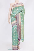 Green Dual Tone Blended Banarasi Silk Saree with Zari Brocade on the body and Zari Border.  displayed on a mannequin