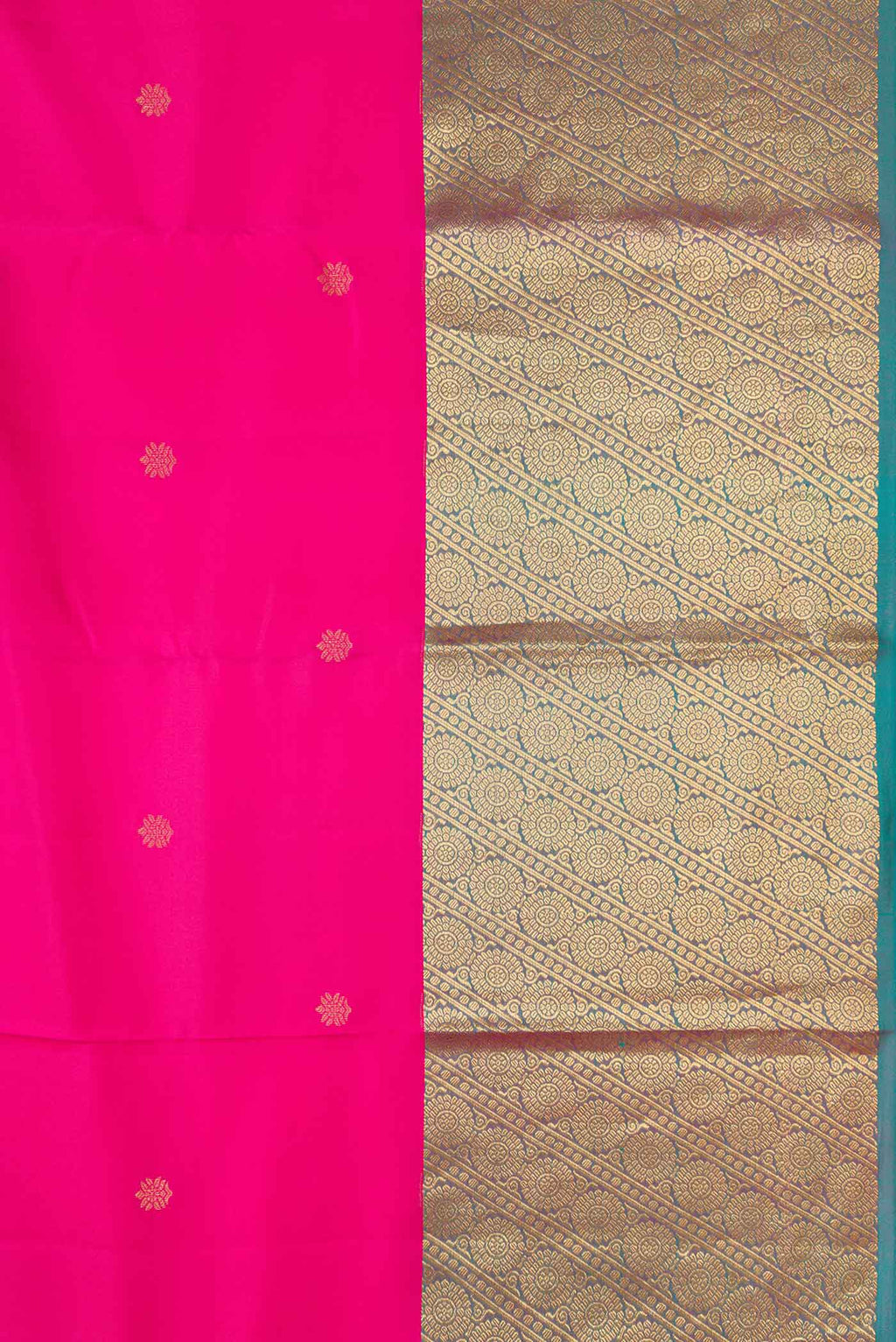 Border image of Pink Dual Tone Kanchipuram Silk Saree with Zari Butta on the body and Zari Border