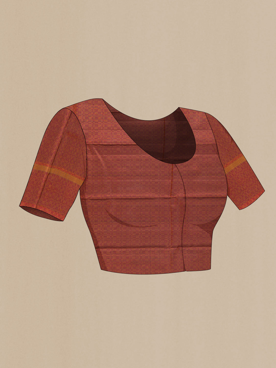 Close up image of the blouse of Bottle Green Dual Tone Kanchipuram Silk Saree with Plain Body and Checks Border. 