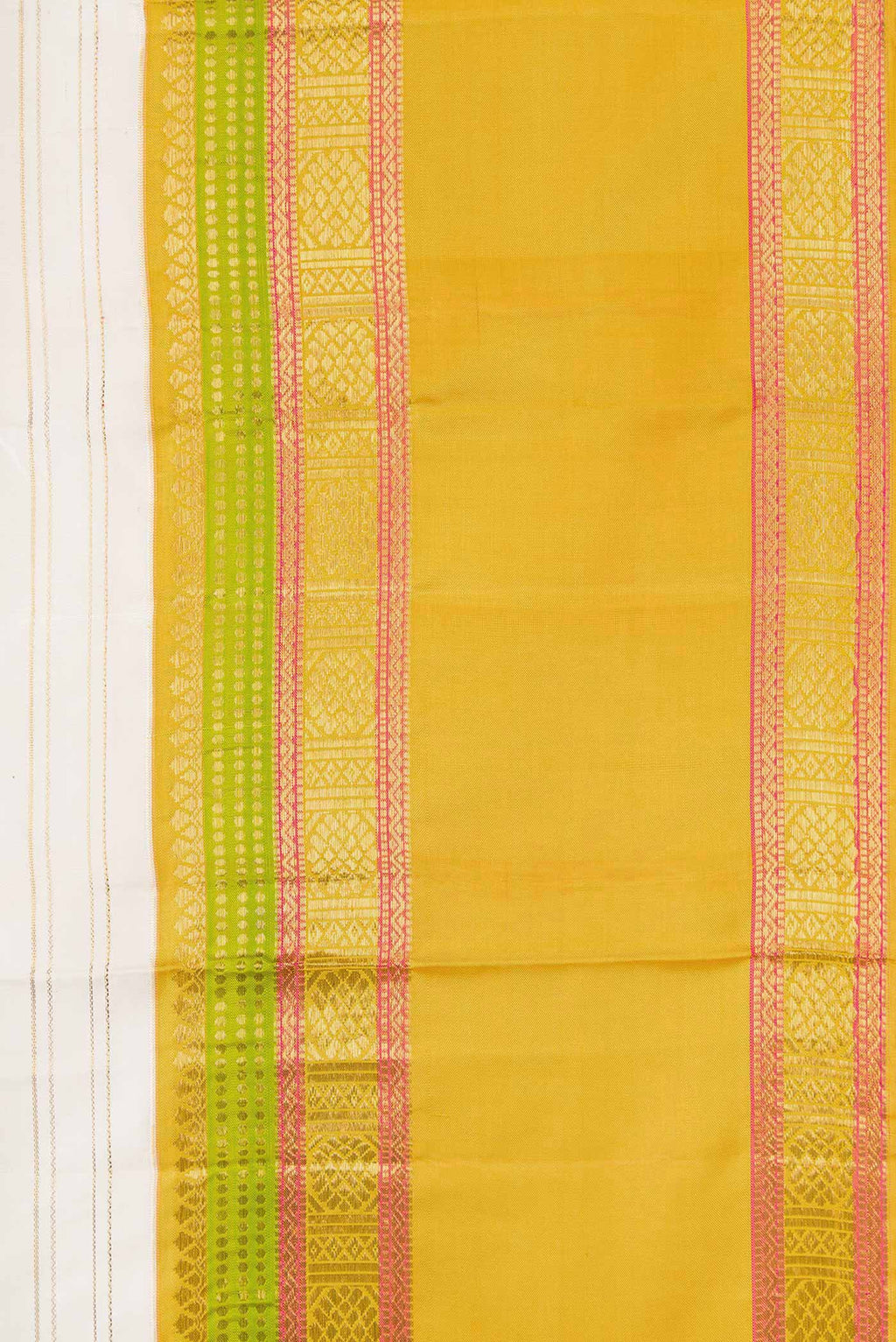 Border image of Pure Silk Pure Zari Off White Dual Tone Kanchipuram Saree with Stripes on the body and Zari Border
