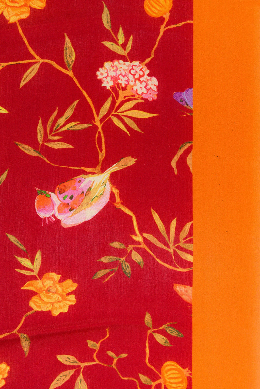 Border image of Maroon Dual Tone Printed Silk Saree with Printed design on the body and Plain Border. 