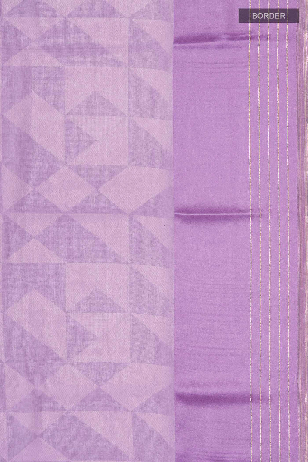 Border image of Lavender Georgette Saree Printed design on the body and Zari Border