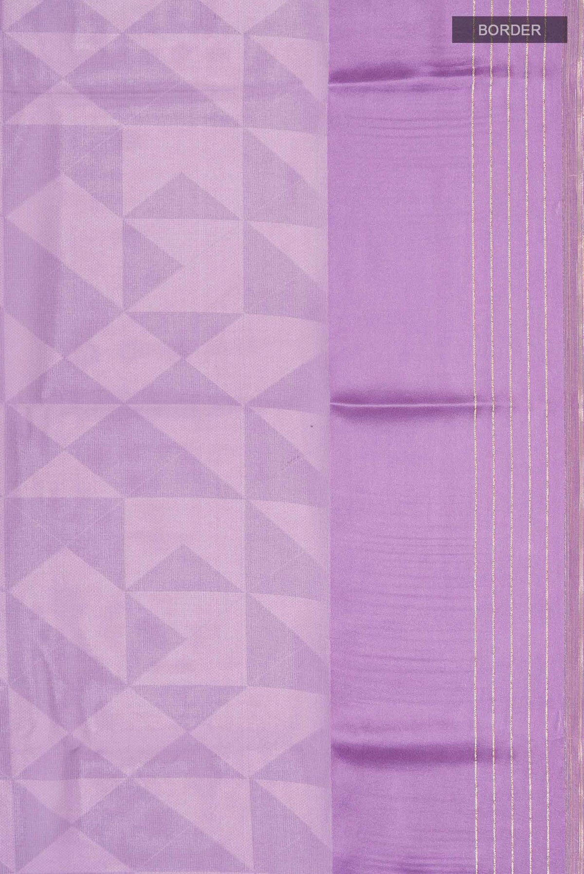 Border image of Lavender Georgette Saree Printed design on the body and Zari Border