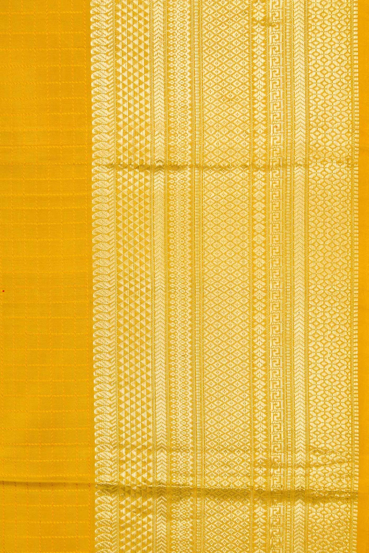 Border image of Mustard Dual Tone Kanchipuram Silk Saree with Zari Butta on the body and Zari Border
