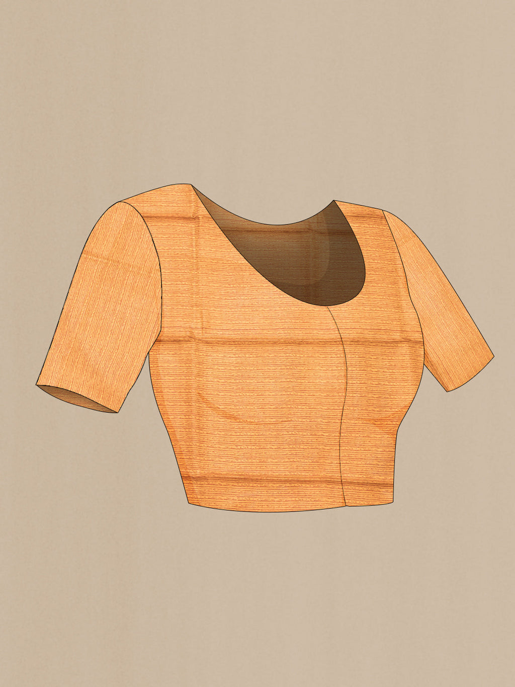 Close up image of the blouse of Mustard Dual Tone Printed Silk Saree with Printed design on the body and Printed Border. 