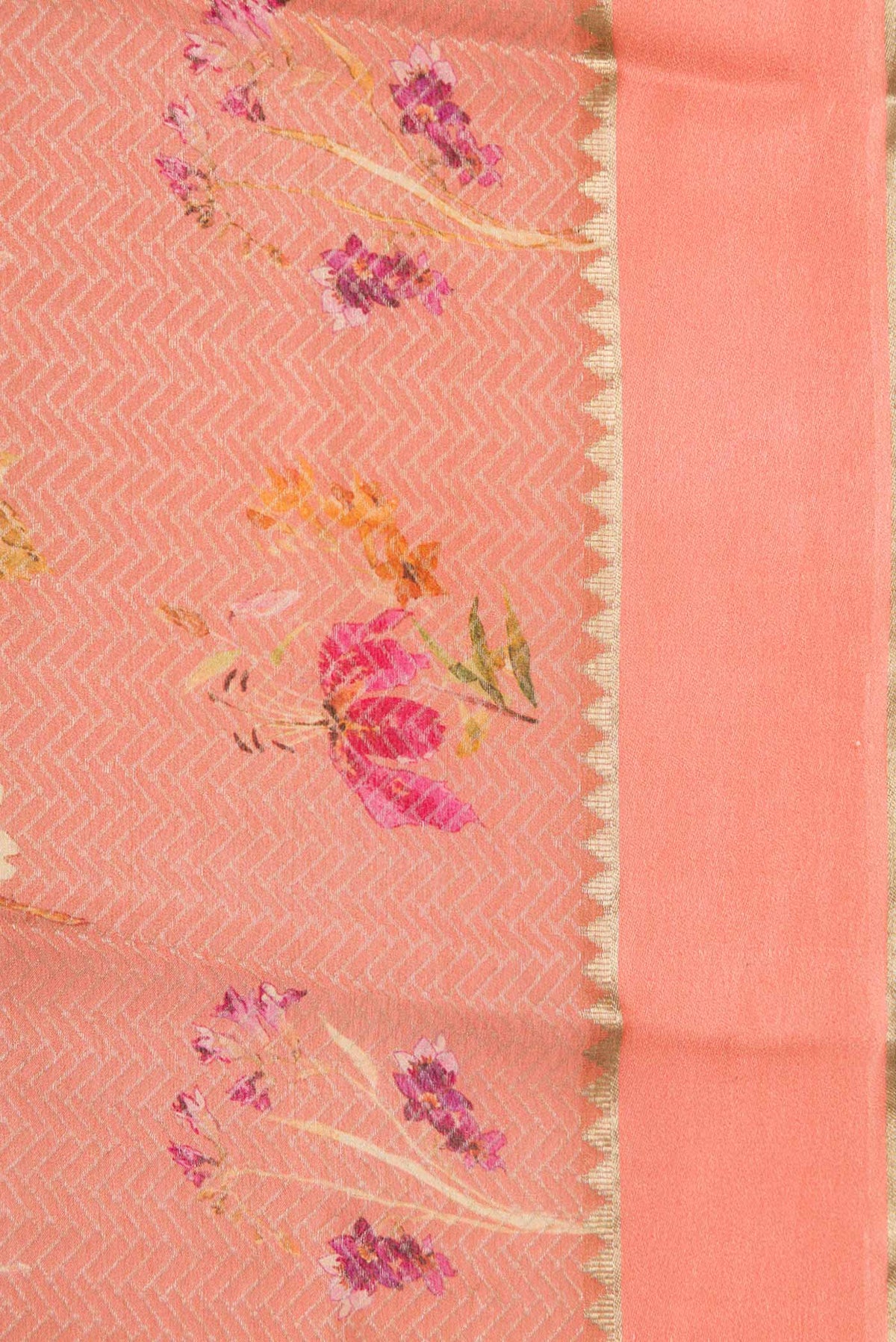Border image of Rose Gold Dual Tone Mysore Georgette Saree with Zari Brocade on the body and Zari Border