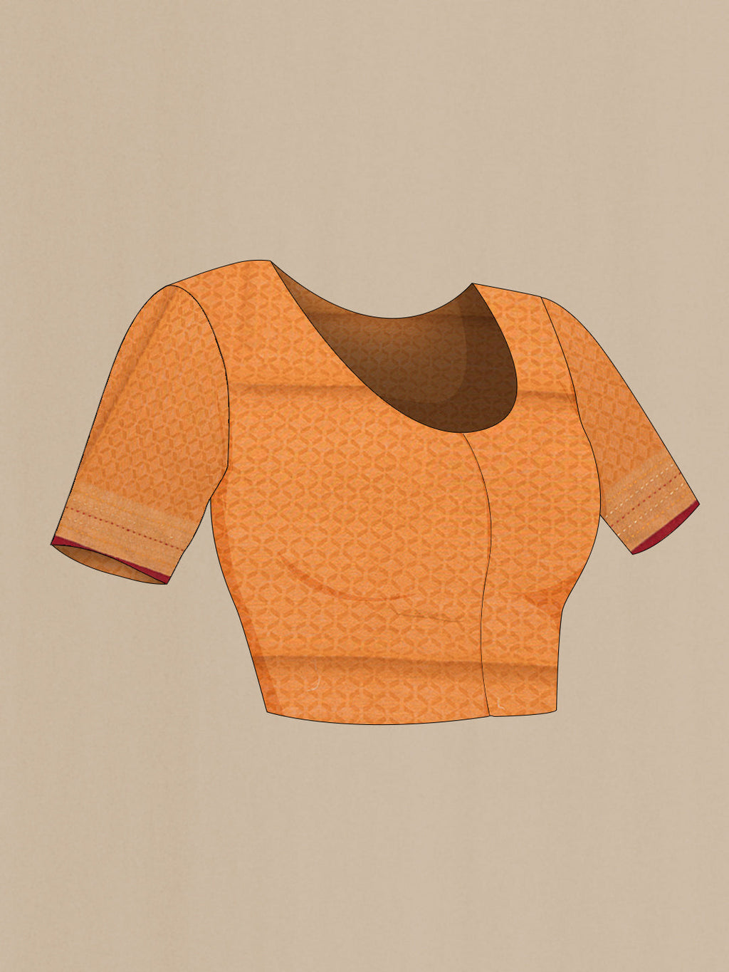Close up image of the blouse of Multi Color Tussar Silk Saree with Printed design on the body and Embroidery Border. 