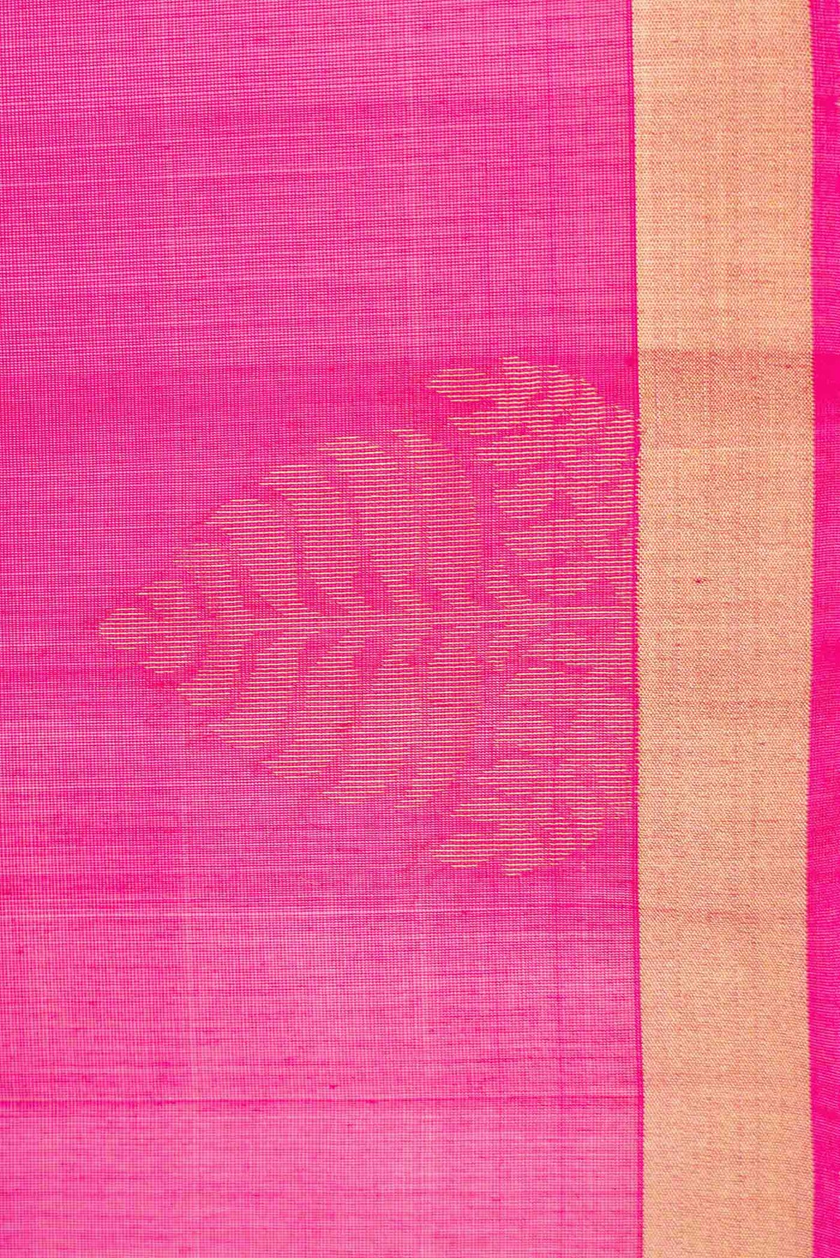 Border image of Pink Dual Tone Silk Cotton Saree with Zari Butta on the body and Zari Border