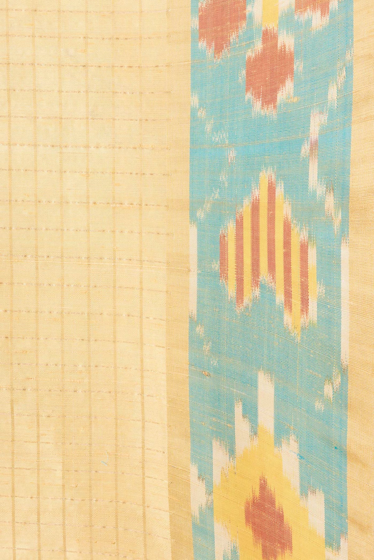Border image of Sandal Dual Tone Raw Silk Saree with Plain Body and Ikat Border. 