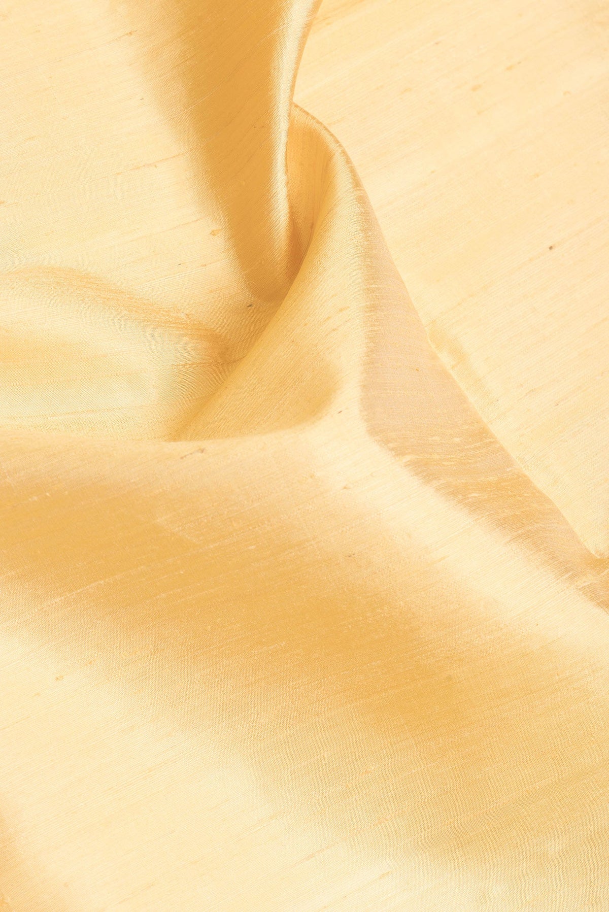 Close up of Sandal Dual Tone Raw Silk Saree with Plain Body and Ikat Border.  displaying folds