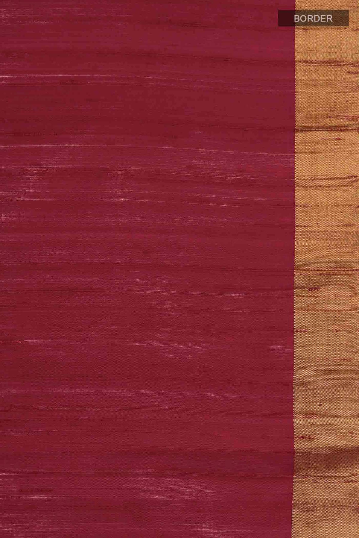 Border image of Maroon Raw Silk Saree with Plain Body and Zari Border