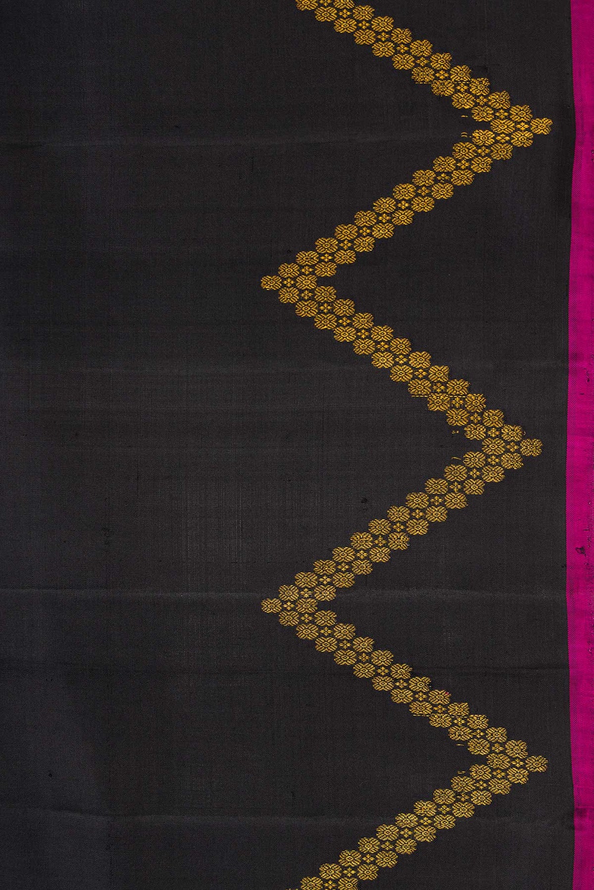 Border image of Black Dual Tone Kanjivaram Silk Saree with Stripes on the body and Plain Border. 