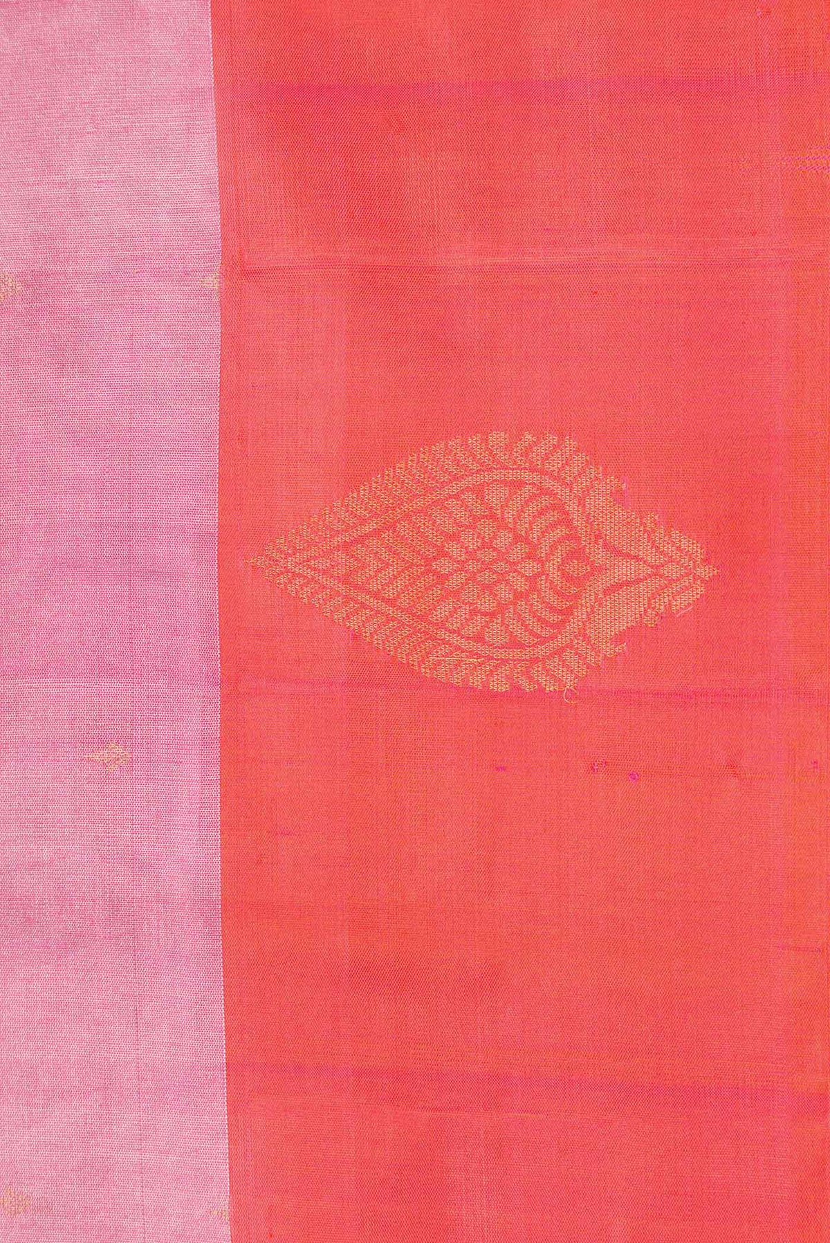 Border image of Pink Dual Tone Kanchipuram Tissue Silk Saree with Zari Brocade on the body and Plain Border