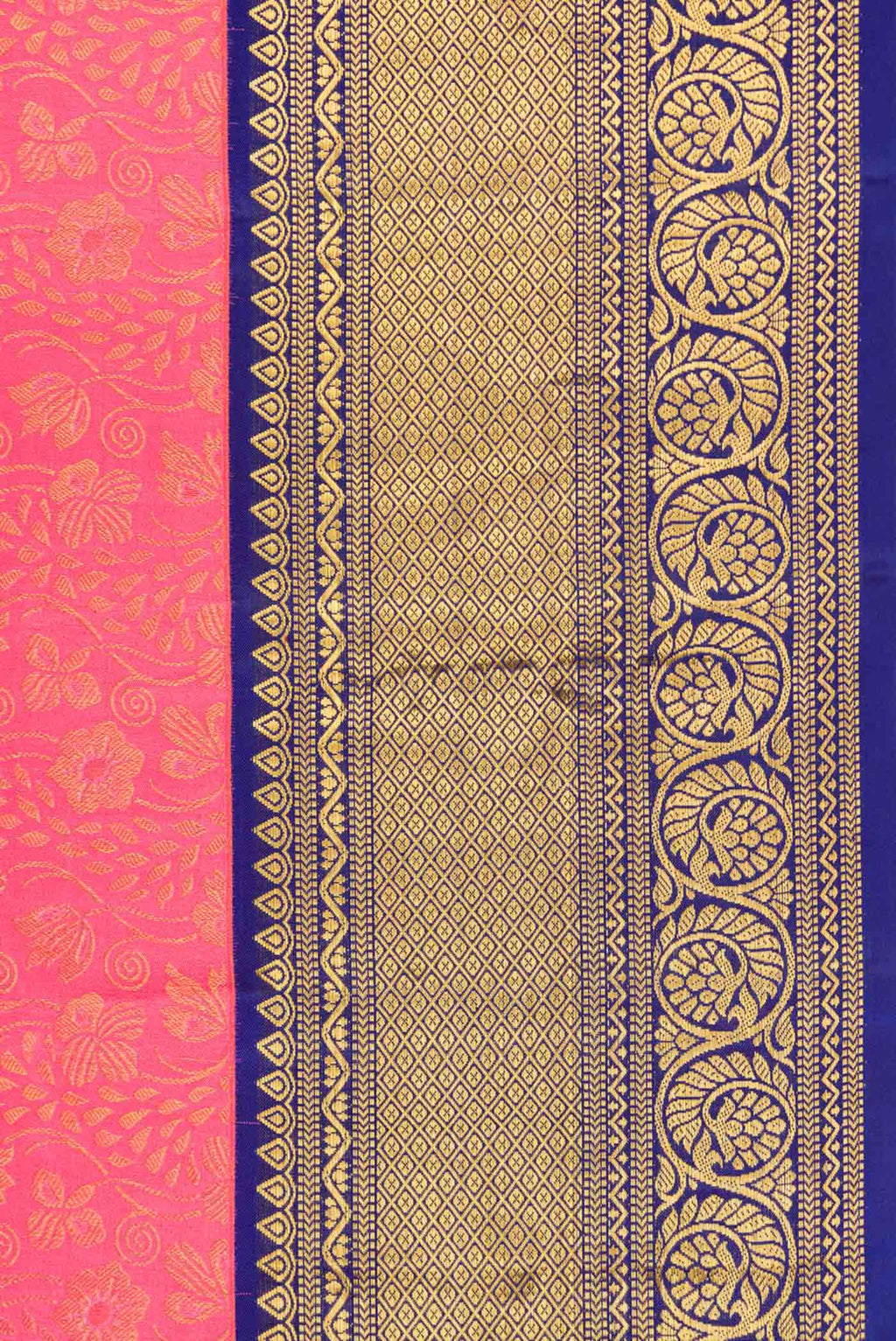 Border image of Pink Dual Tone Kanchipuram Silk Saree with Zari Brocade on the body and Zari Border
