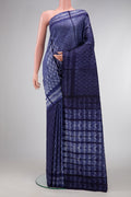 Violet Dual Tone Tussar Silk Saree with Printed design on the body and Without Border.  displayed on a mannequin