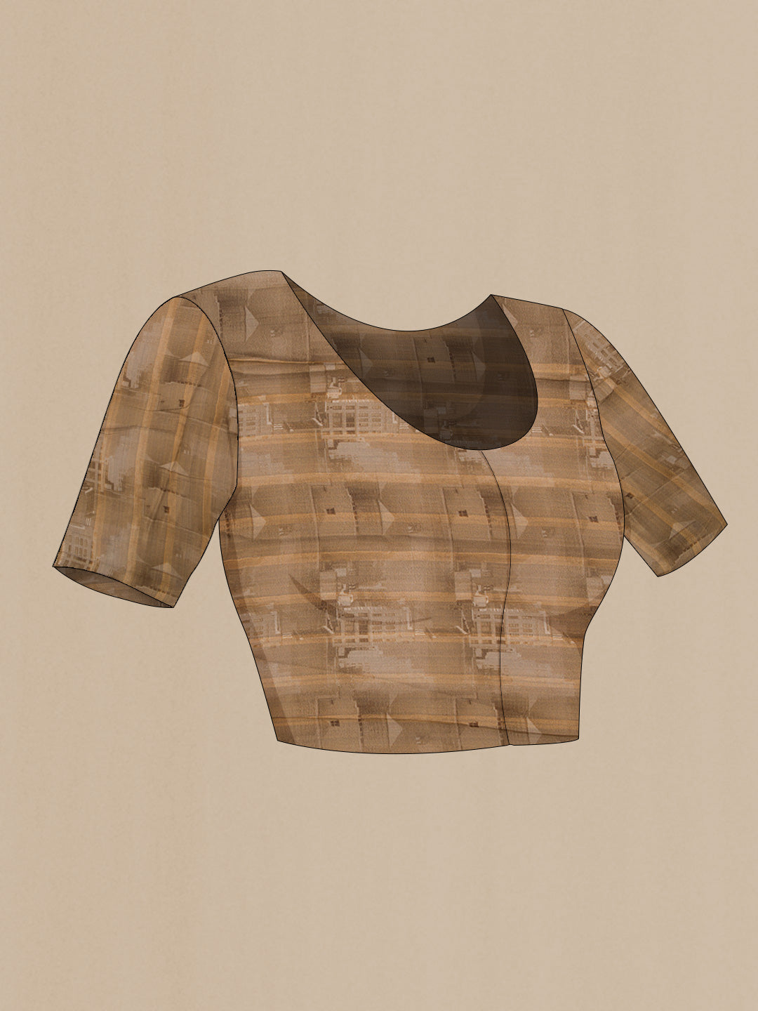 Close up image of the blouse of Grey Dual Tone Mysore Georgette SareePrinted design on the body and Plain Border