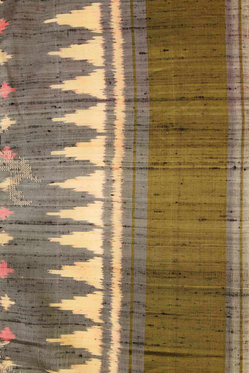 Border image of Grey Dual Tone Rajkot Patola Silk Saree with Ikat Print on the body and Zari Border