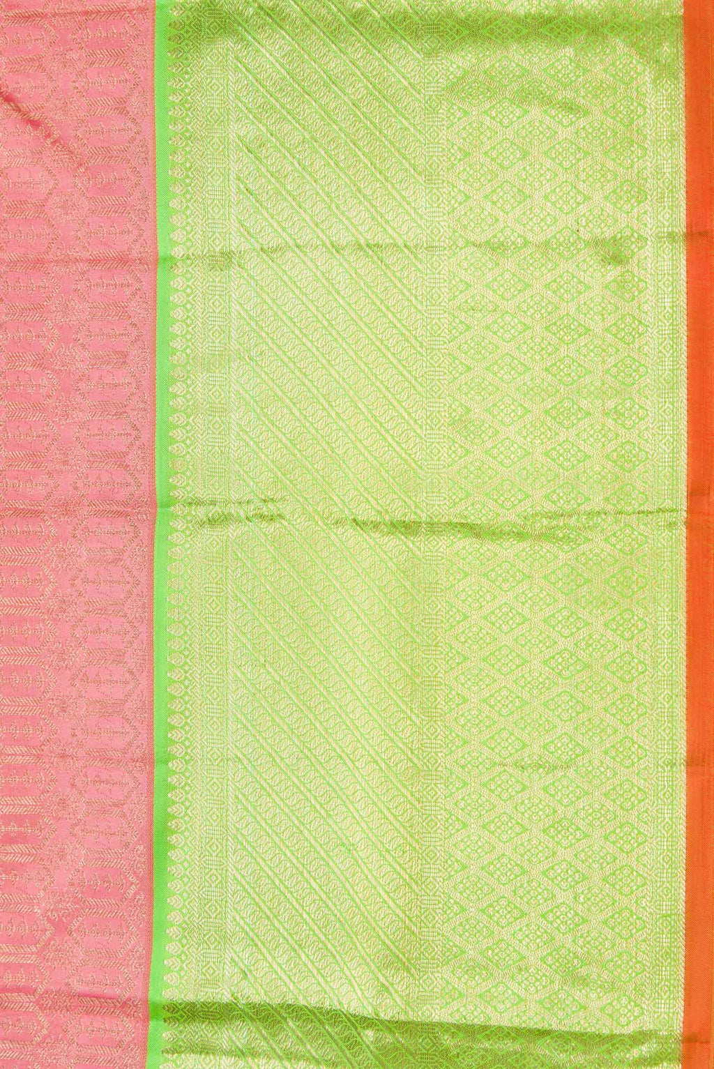 Border image of Pink Dual Tone Kanchipuram Silk Saree with Zari Brocade on the body and Zari Border