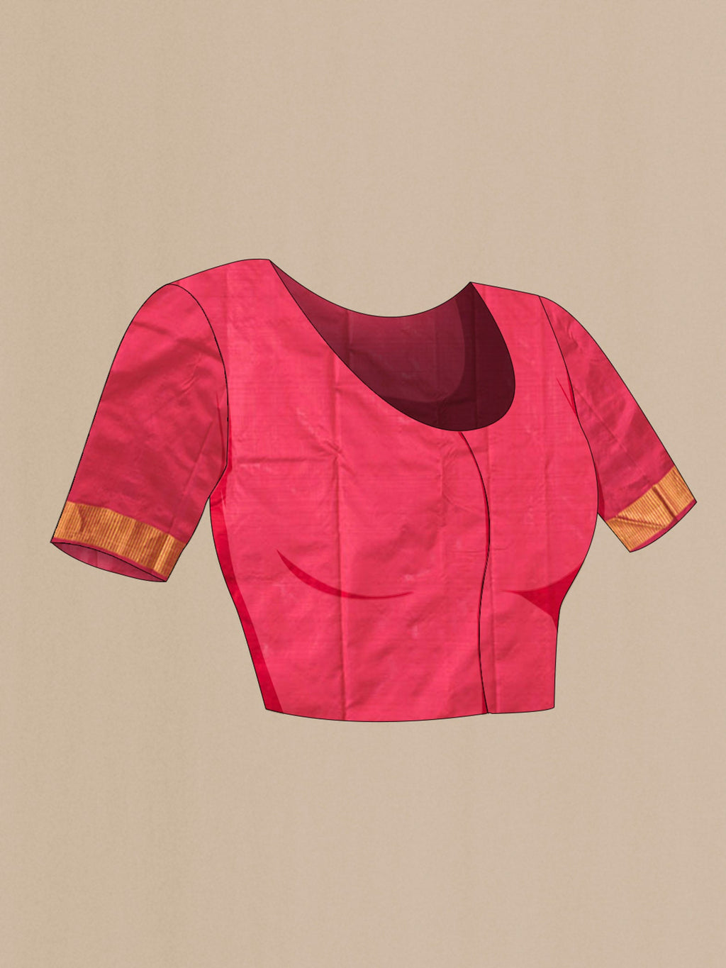 Close up image of the blouse of Red Kanchipuram Silk Saree with Plain Body and Zari Border
