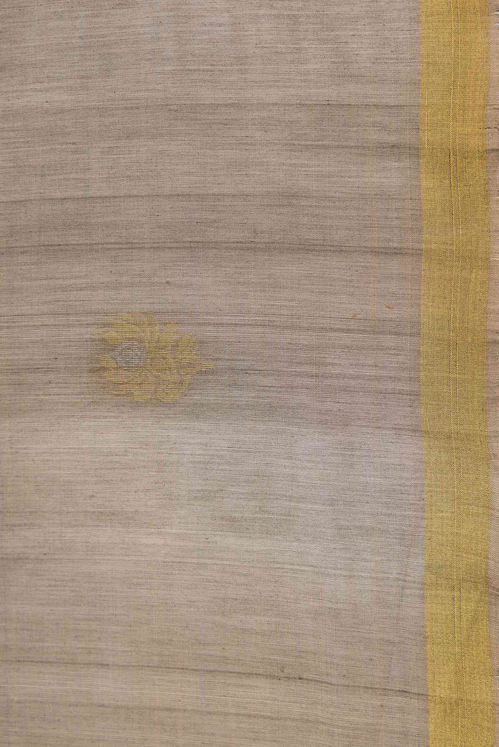 Border image of Grey Dual Tone Silk Cotton Saree with Zari Butta on the body and Zari Border