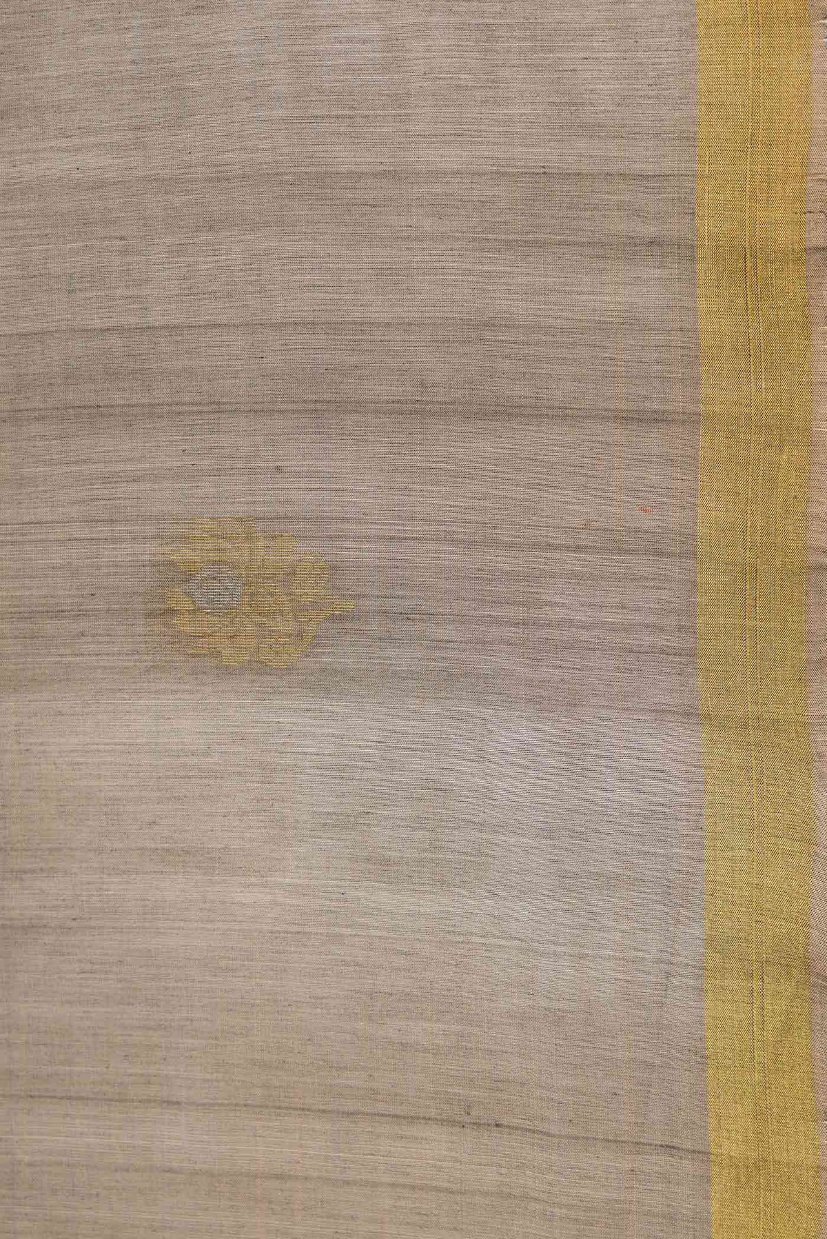 Border image of Grey Dual Tone Silk Cotton Saree with Zari Butta on the body and Zari Border