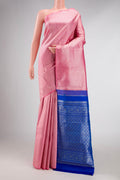 Pink Dual Tone Kanchipuram Silk Saree with Zari Brocade on the body and Without Border displayed on a mannequin