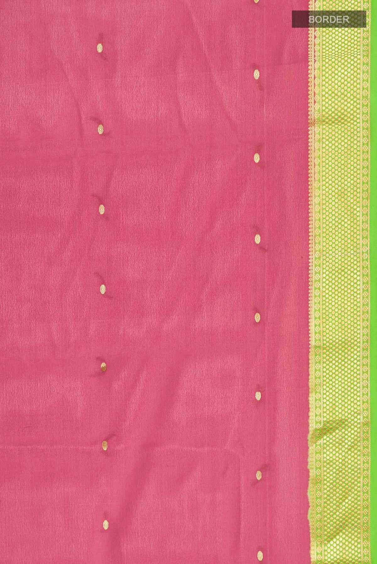 Border image of Pink Mysore Crepe Saree with Zari Butta on the body and Zari Border