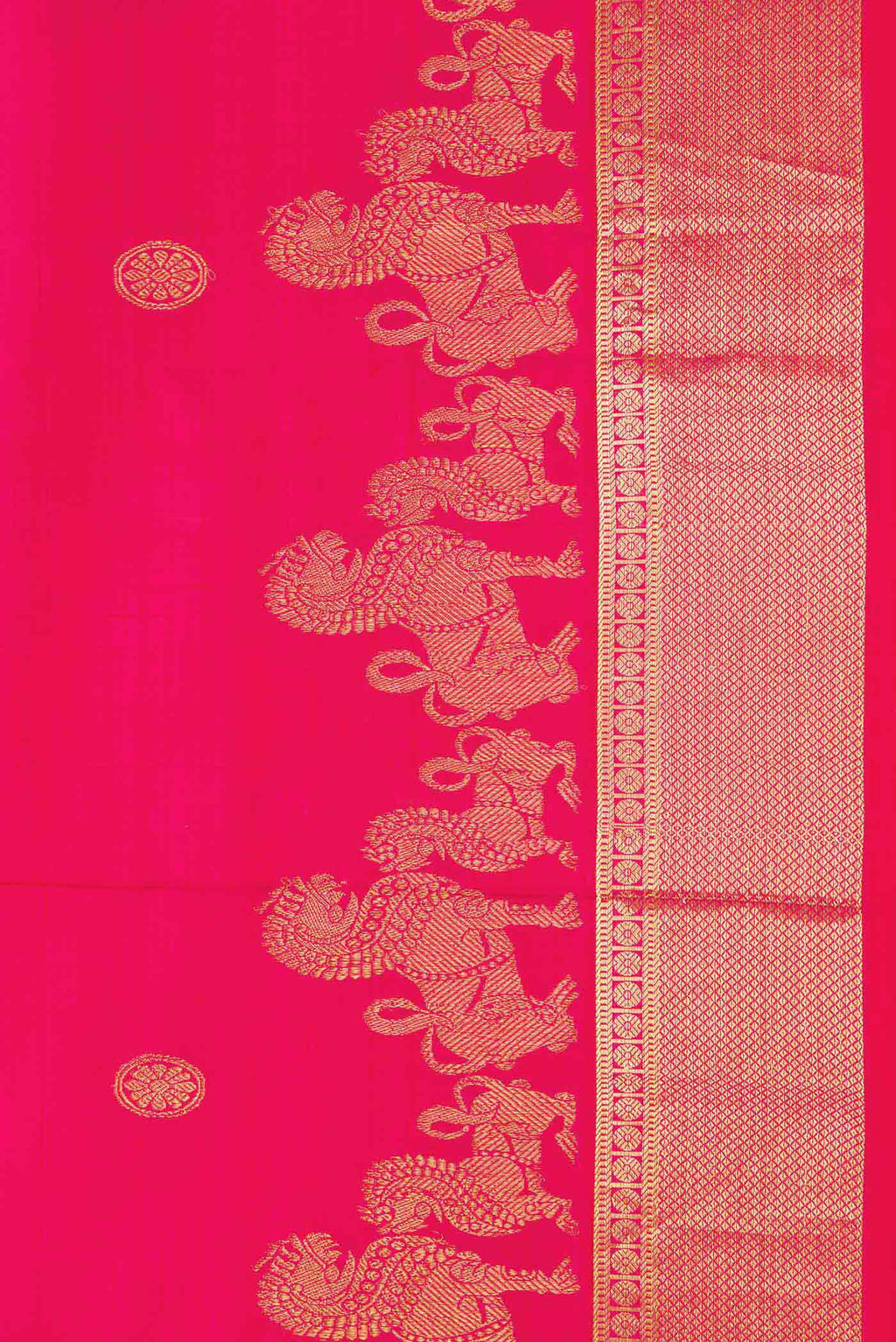 Border image of Dark Pink Dual Tone Kanchipuram Silk Saree with Zari Butta on the body and Zari Border
