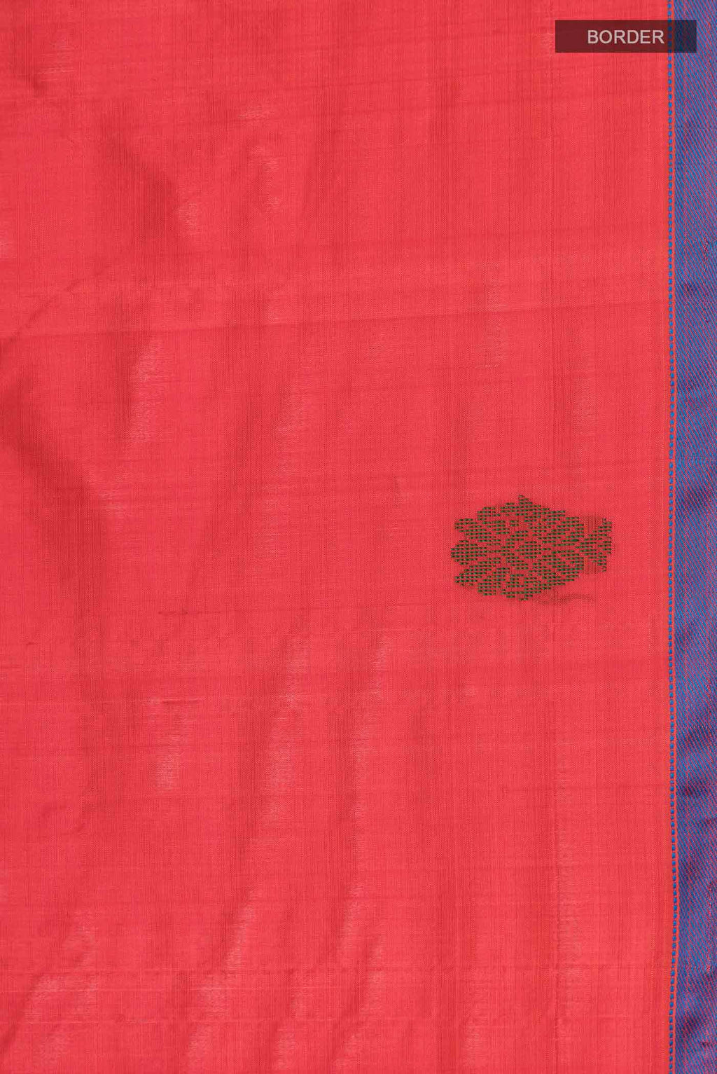 Border image of Orange Kanchipuram Silk Saree with Plain Body and Thread Border