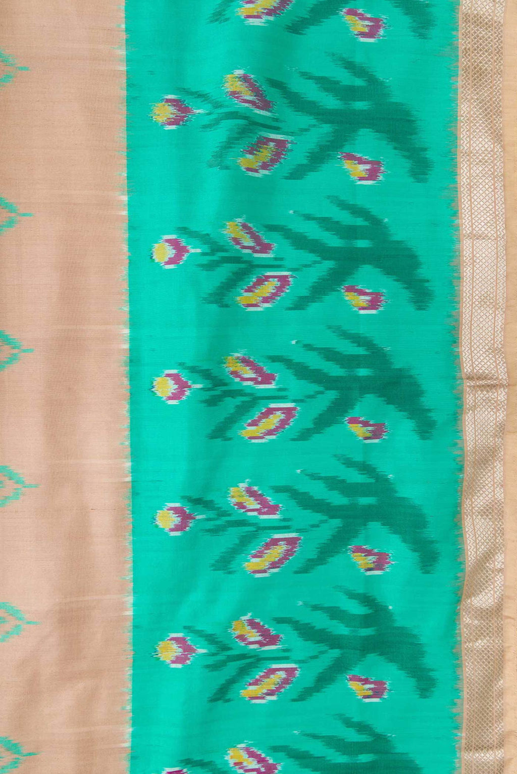 Border image of Brown Dual Tone Double Ikat Saree with Ikat Print on the body and Ikat Border