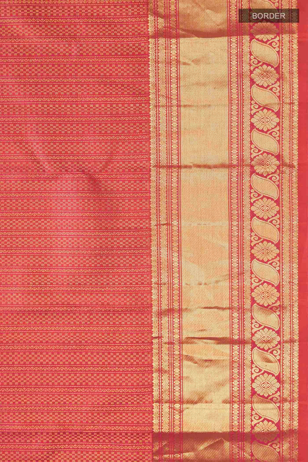 Border image of Multi Color Kanchipuram Silk Saree with Stripes on the body and Zari Border