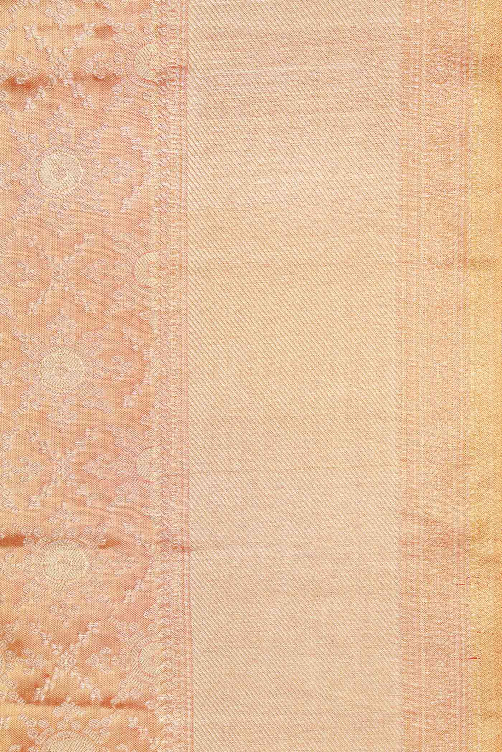 Border image of Gold Dual Tone Kanchipuram Tissue Silk Saree with Zari Brocade on the body and Zari Border