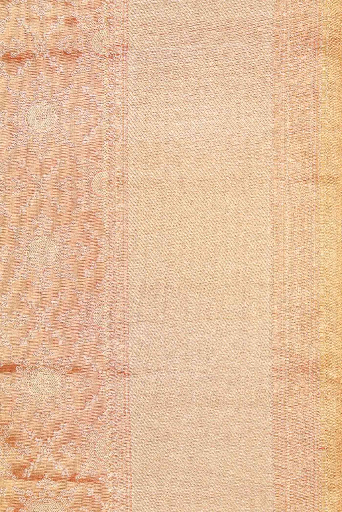 Border image of Gold Dual Tone Kanchipuram Tissue Silk Saree with Zari Brocade on the body and Zari Border