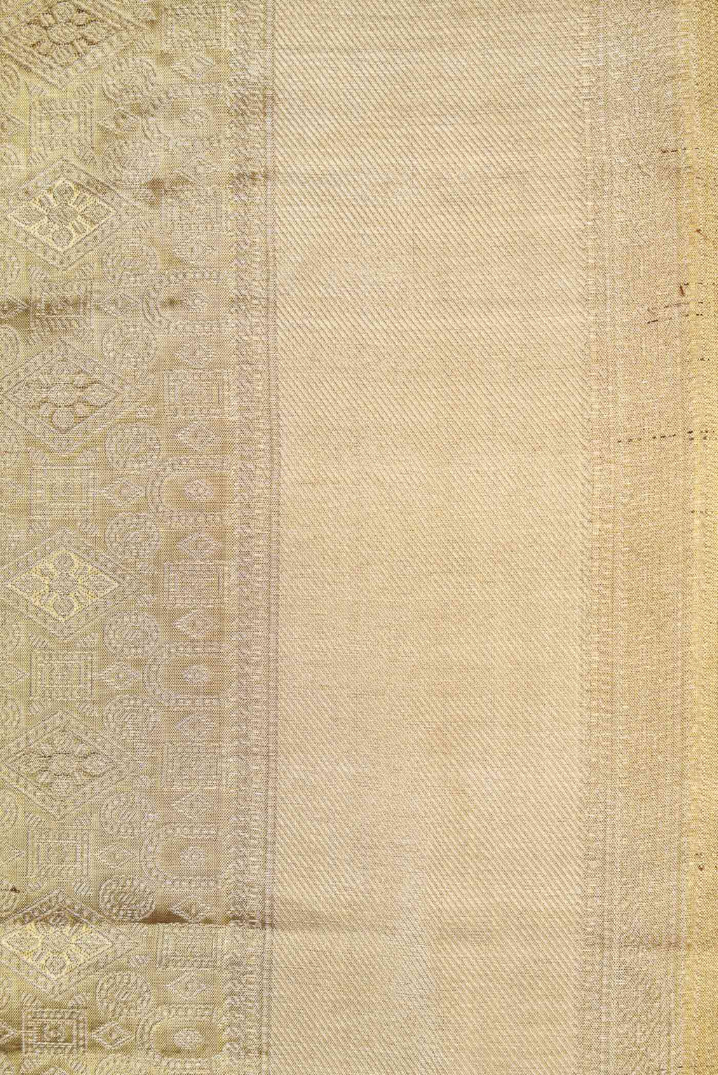 Border image of Gold Dual Tone Kanchipuram Tissue Silk Saree with Zari Brocade on the body and Zari Border