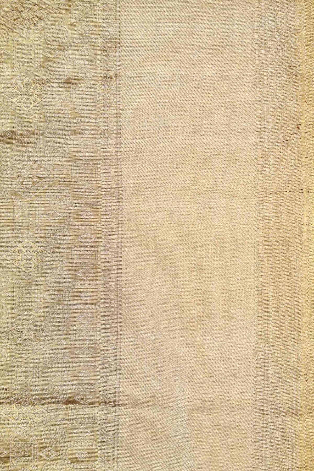 Border image of Gold Dual Tone Kanchipuram Tissue Silk Saree with Zari Brocade on the body and Zari Border