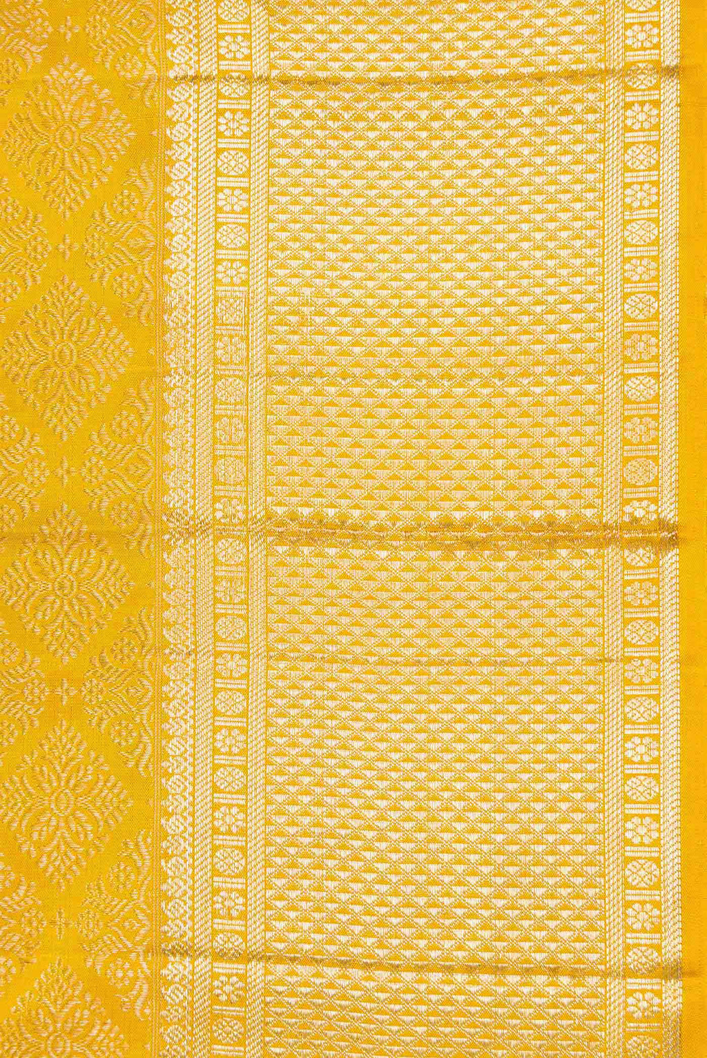 Border image of Mustard Dual Tone Kanchipuram Silk Saree with Zari Brocade on the body and Zari Border