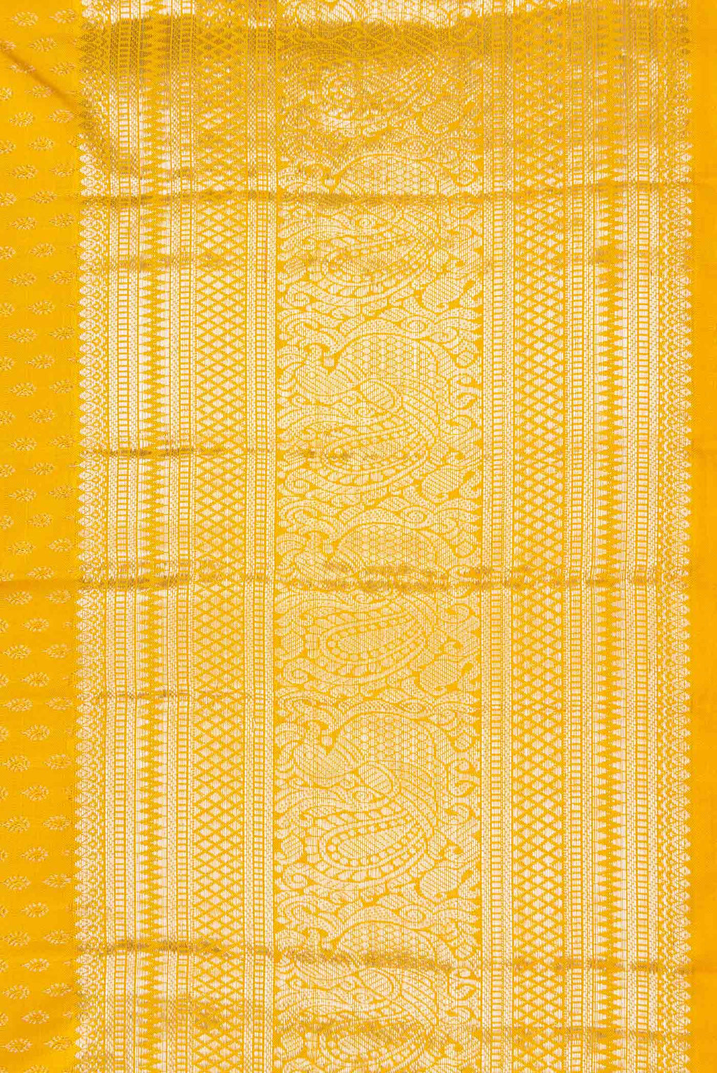 Border image of Yellow Dual Tone Kanchipuram Silk Saree with Zari Brocade on the body and Zari Border