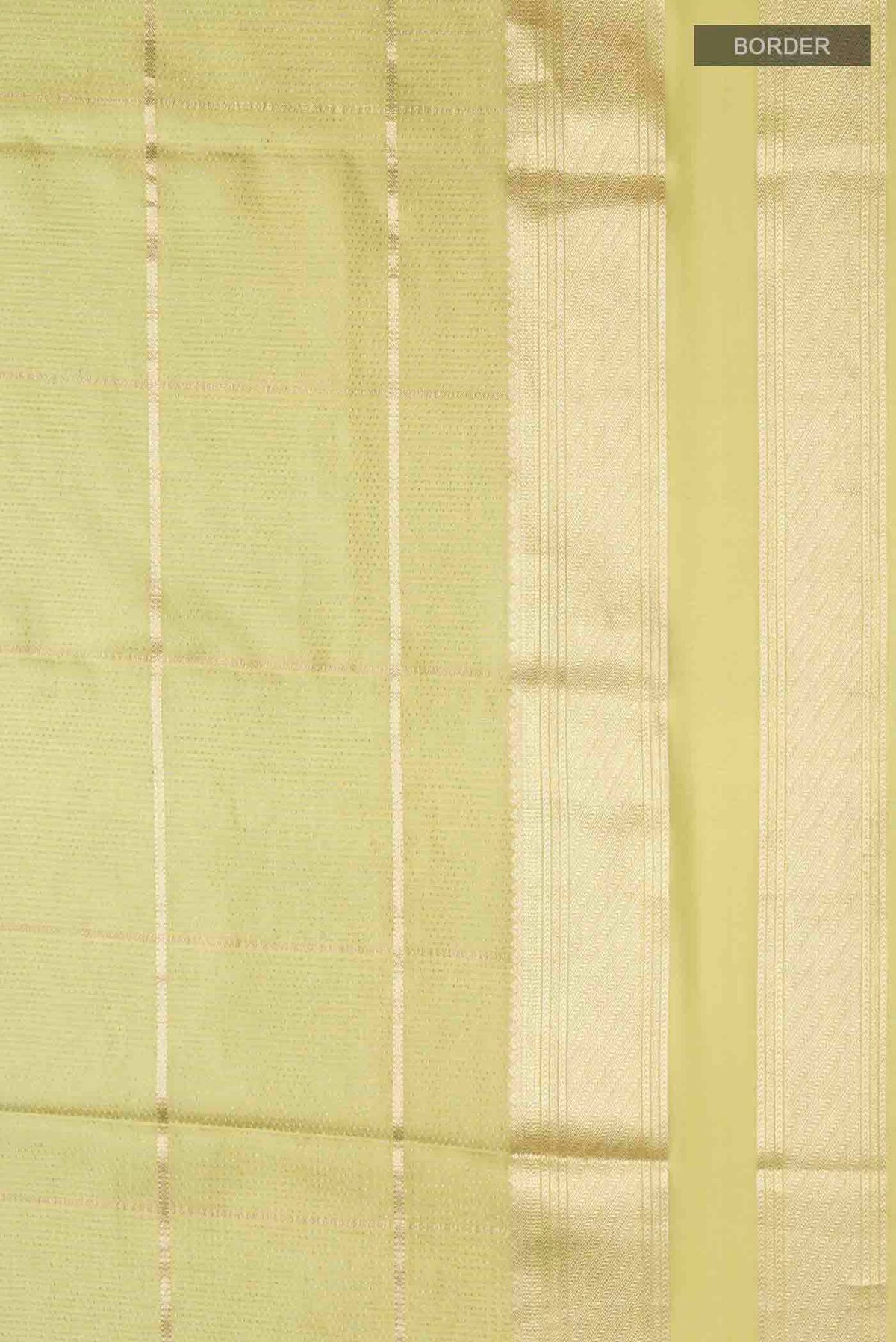 Border image of Green Mysore Crepe Saree with Checked design on the body and Zari Border