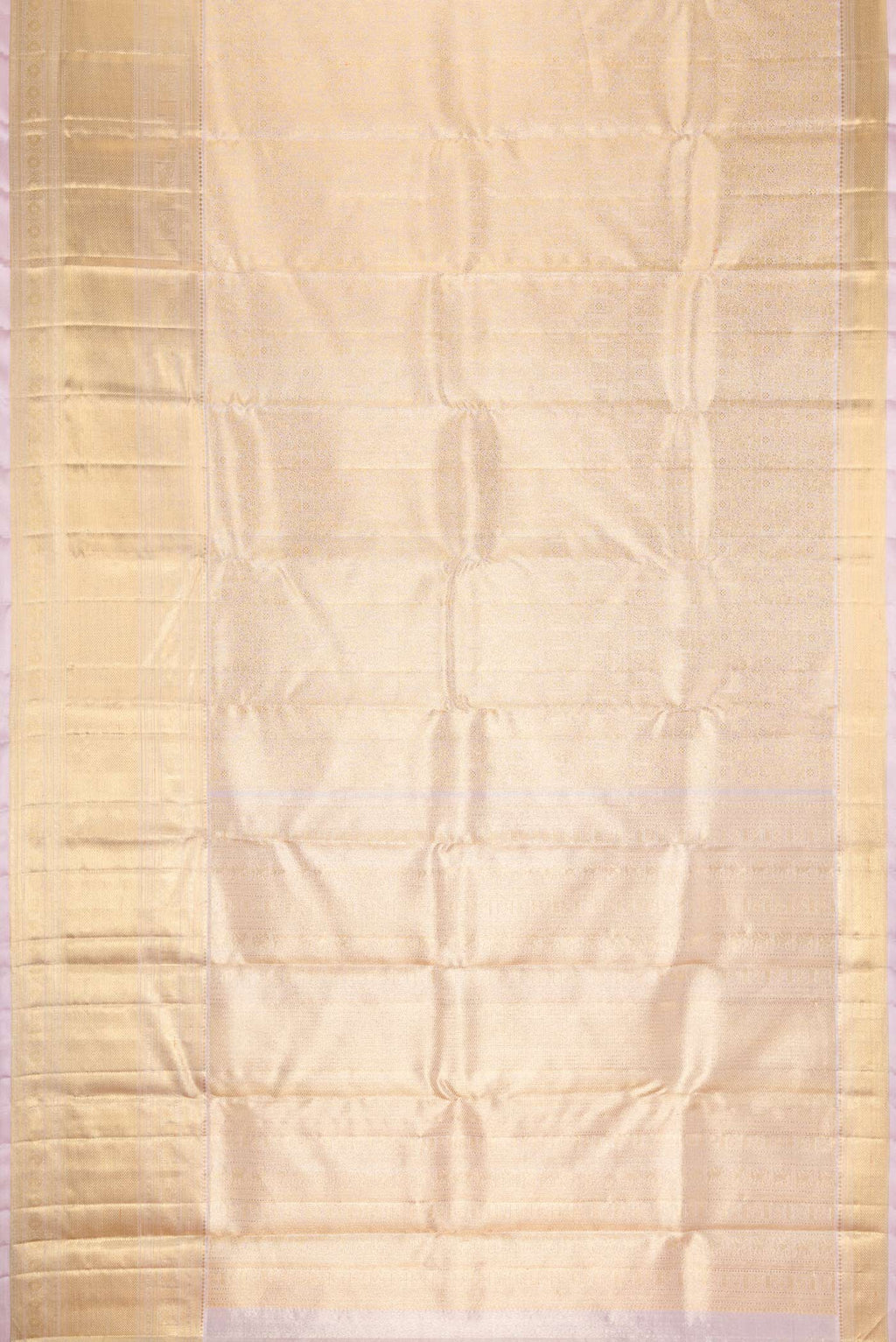 Flat view of Pure Silk Pure Zari Lavender Dual Tone Kanchipuram Saree with Zari Brocade on the body and Zari Border