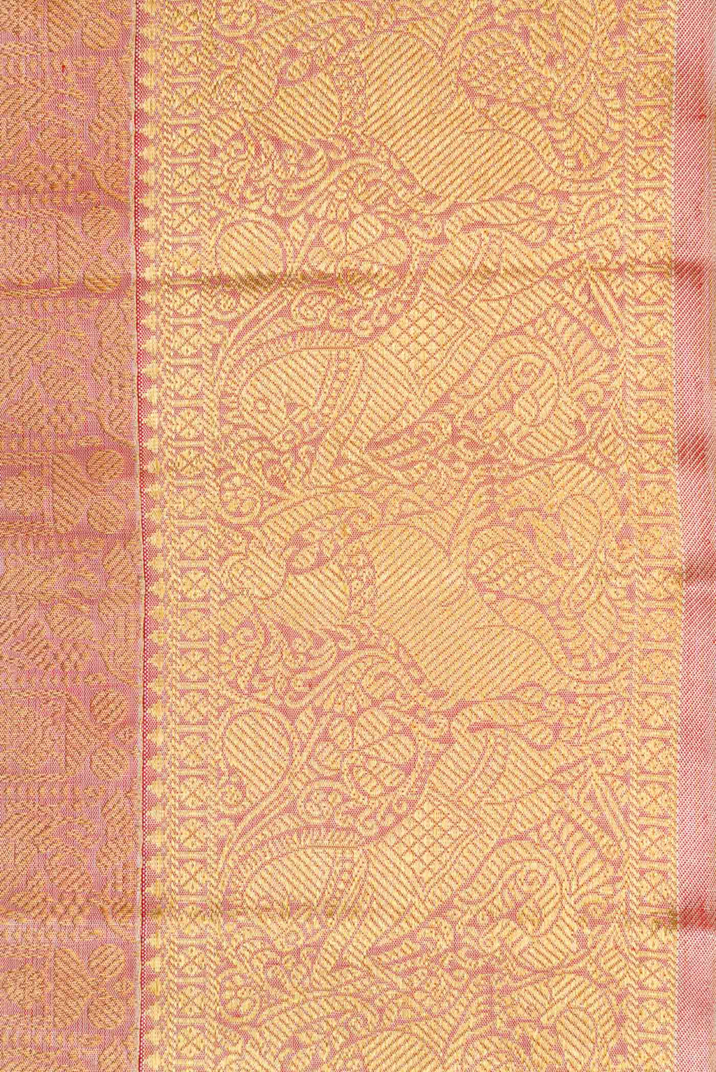Border image of Pure Silk Pure Zari Pink Dual Tone Kanchipuram Saree with Zari Brocade on the body and Zari Border