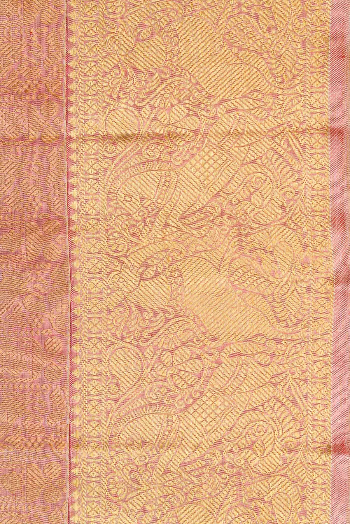 Border image of Pure Silk Pure Zari Pink Dual Tone Kanchipuram Saree with Zari Brocade on the body and Zari Border