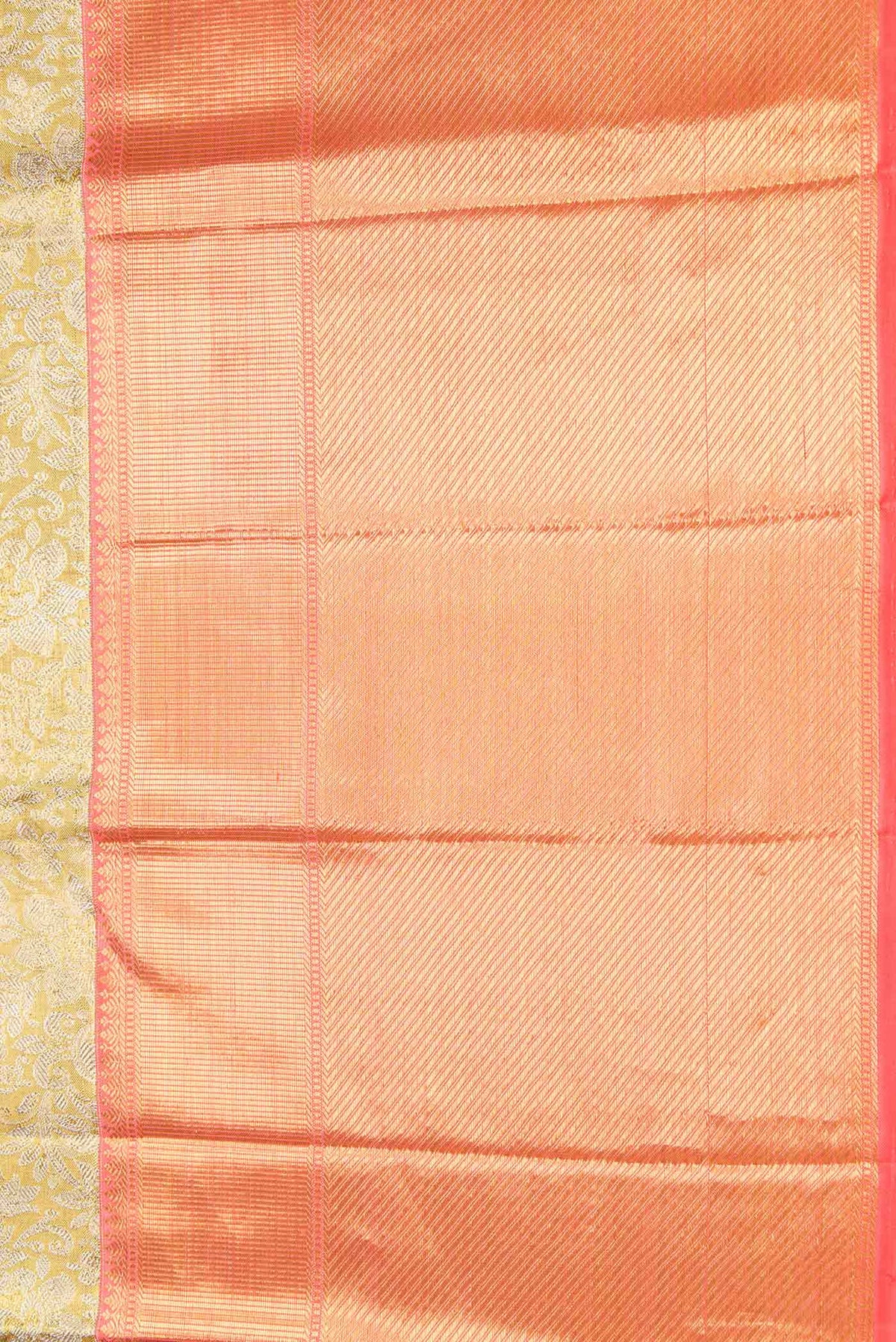Border image of Pure Silk Pure Zari Gold Dual Tone Kanchipuram Tissue Saree with Zari Brocade on the body and Zari Border