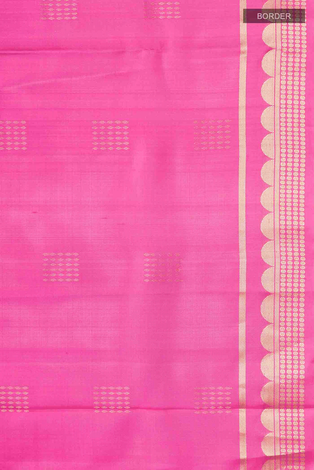 Border image of Pink Soft Silk Saree with Zari Butta on the body and Zari Border