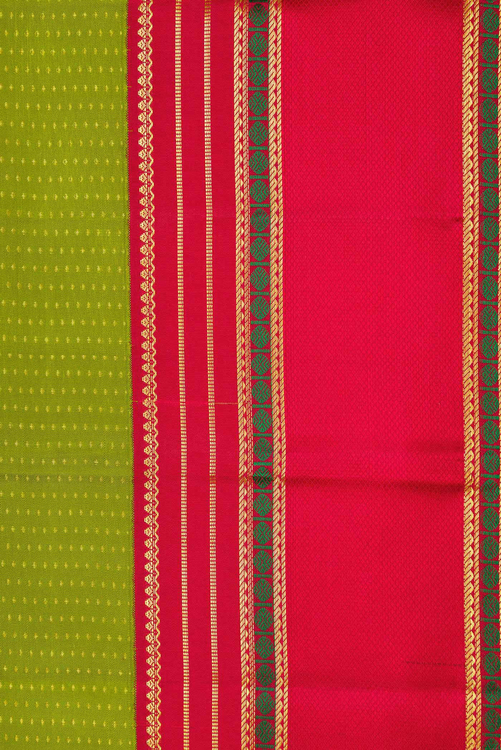 Border image of Parrot Green Dual Tone Kanchipuram Silk Saree with Stripes on the body and Zari Border