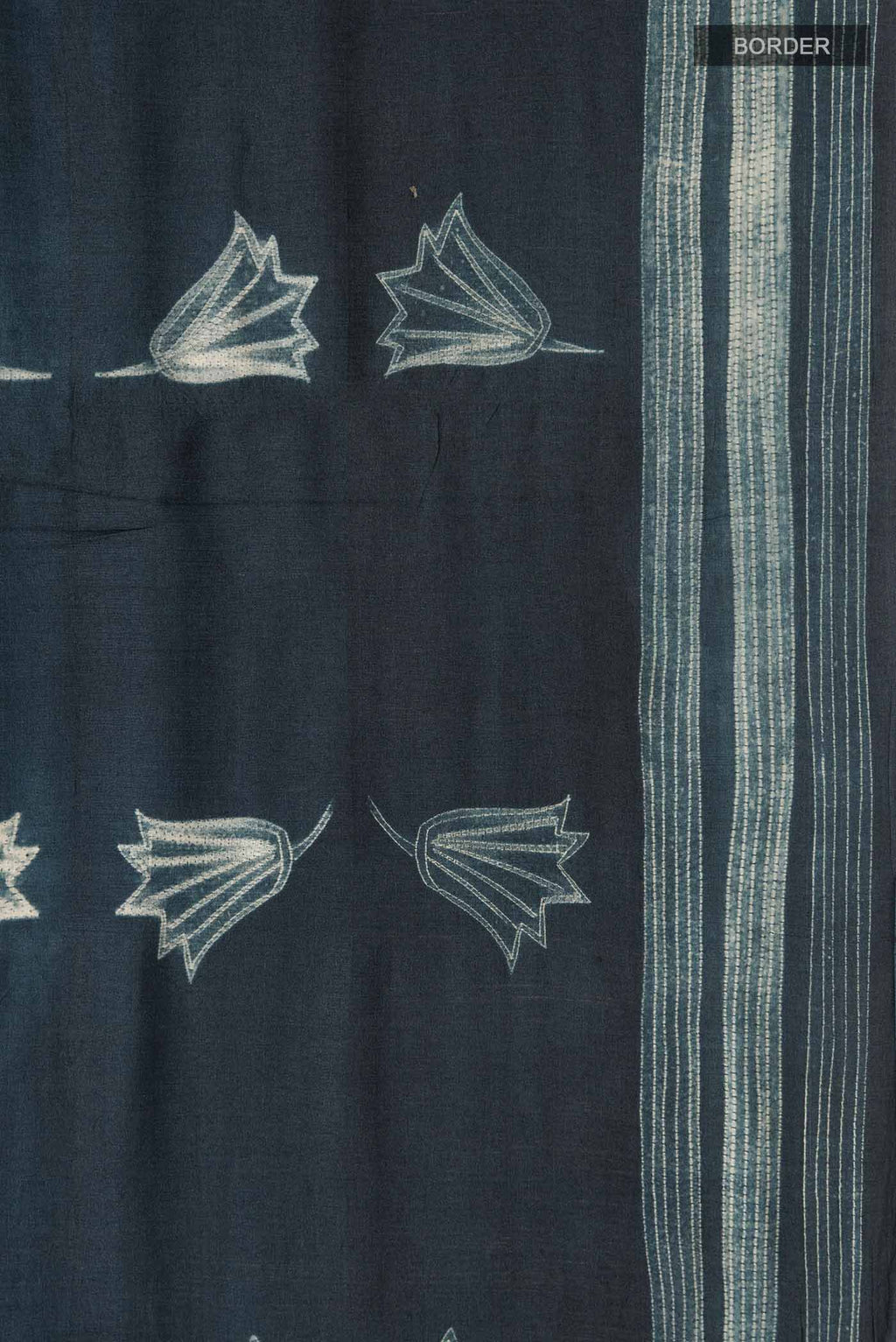 Border image of Grey Bhagalpuri Tussar Silk SareePrinted design on the body and Printed Border
