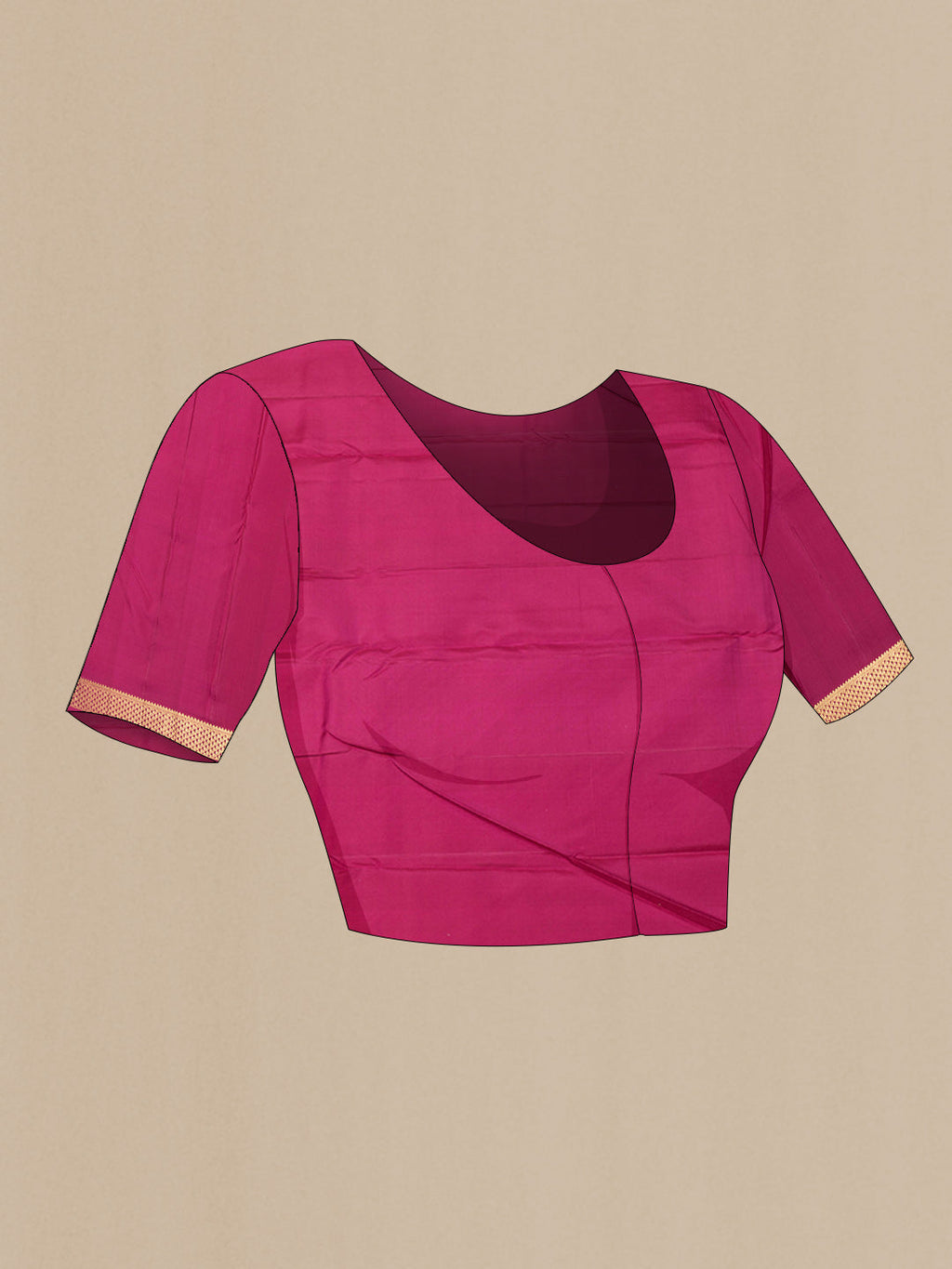 Close up image of the blouse of Pink Dual Tone Kanchipuram Silk Saree with Zari Brocade on the body and Zari Border