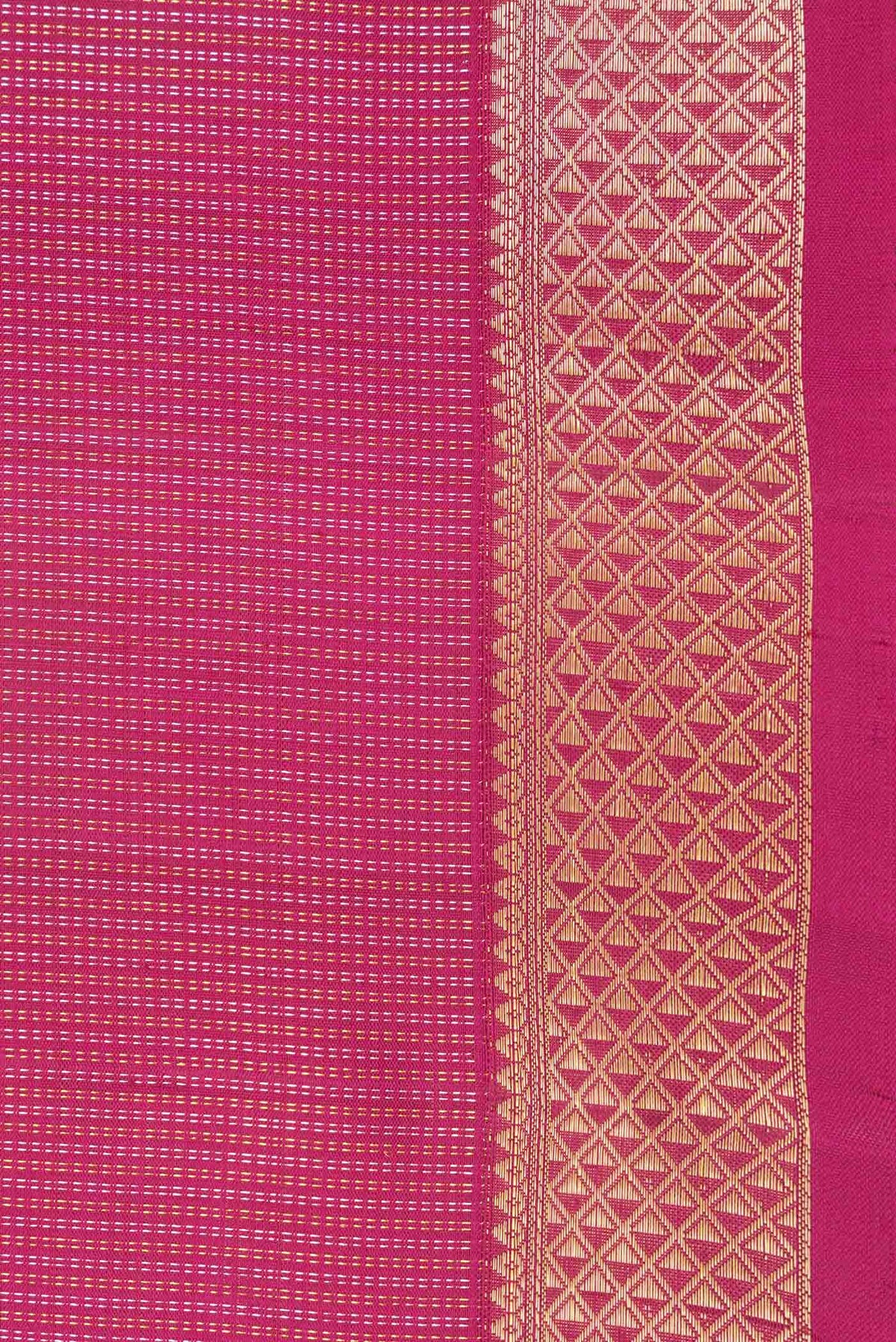 Border image of Pink Dual Tone Kanchipuram Silk Saree with Zari Brocade on the body and Zari Border