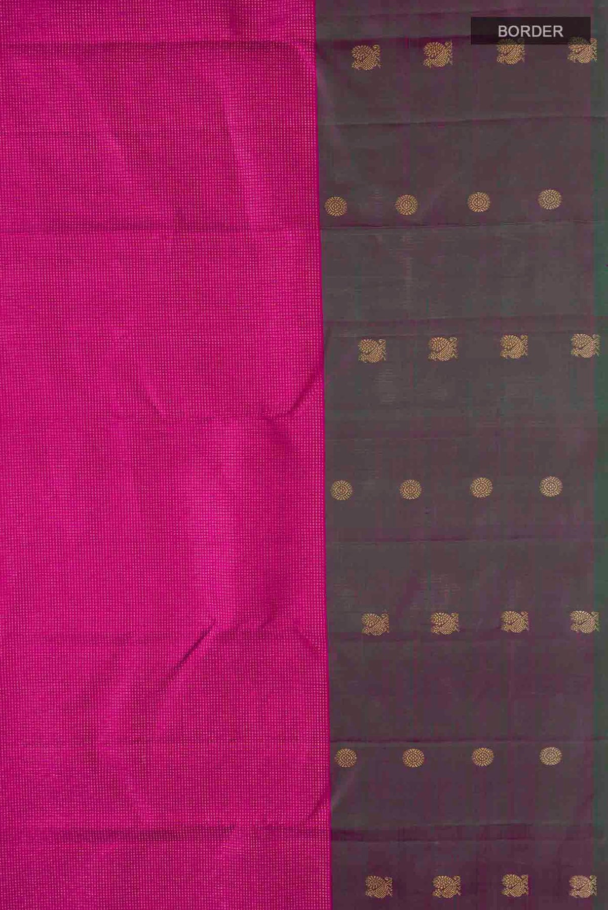 Border image of Pink Kanchipuram Silk Saree with Zari Butta on the body and Zari Border