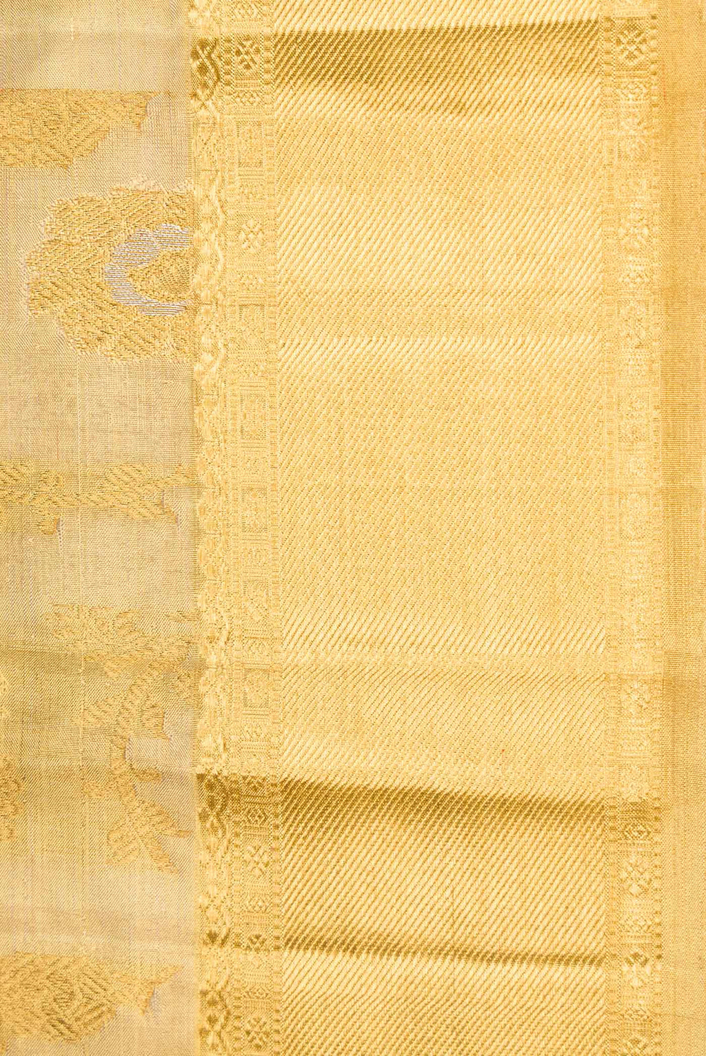 Border image of Pure Silk Pure Zari Gold Dual Tone Kanchipuram Tissue Saree with Zari Brocade on the body and Zari Border